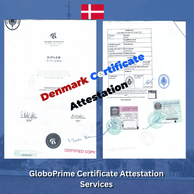 Denmark certificate attestation sample for UAE use by GloboPrime